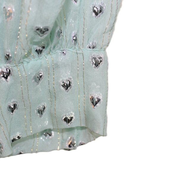 For Love & Lemons Mindy Mini Dress Mint Color With Sliver Hearts Size S … - Picture 5 of 13